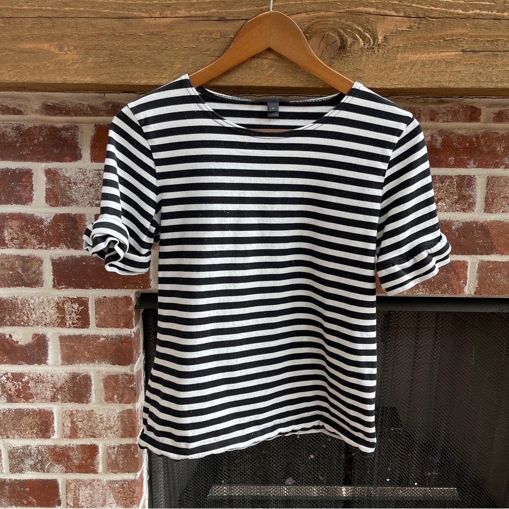 J. Crew Black and White Striped short sleeved Women's Top size S